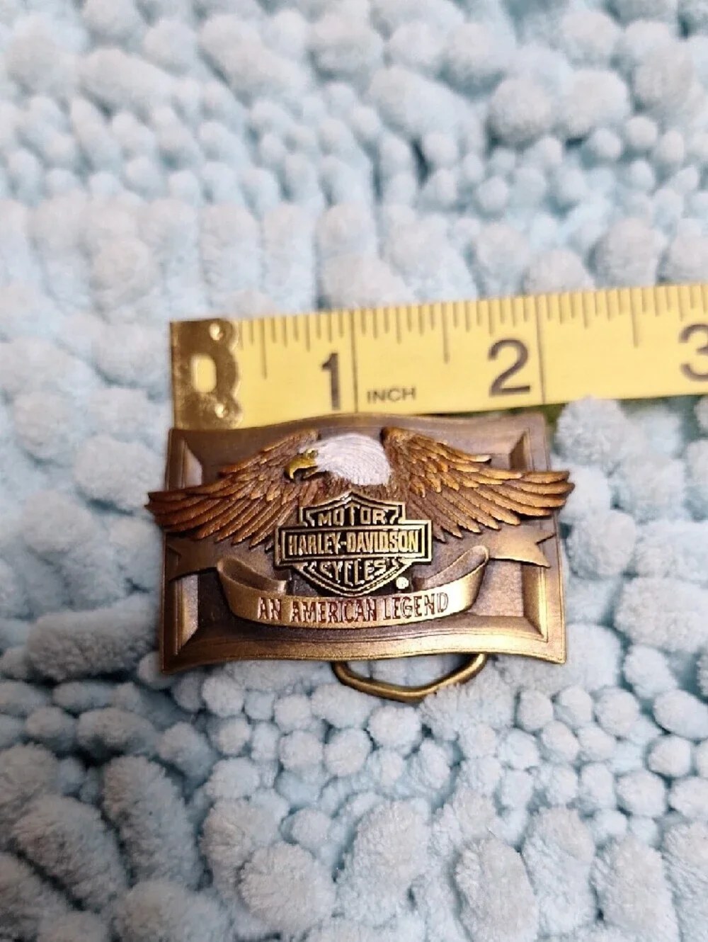 Vintage Harley-Davidson Gold Eagle Belt Buckle with Red Accent